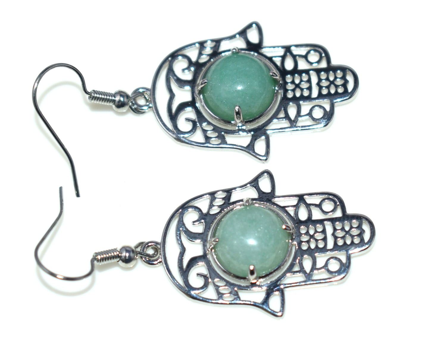 Green Aventurine Ear Hanging,{Earrings} {Weight - 6.25 Gram}