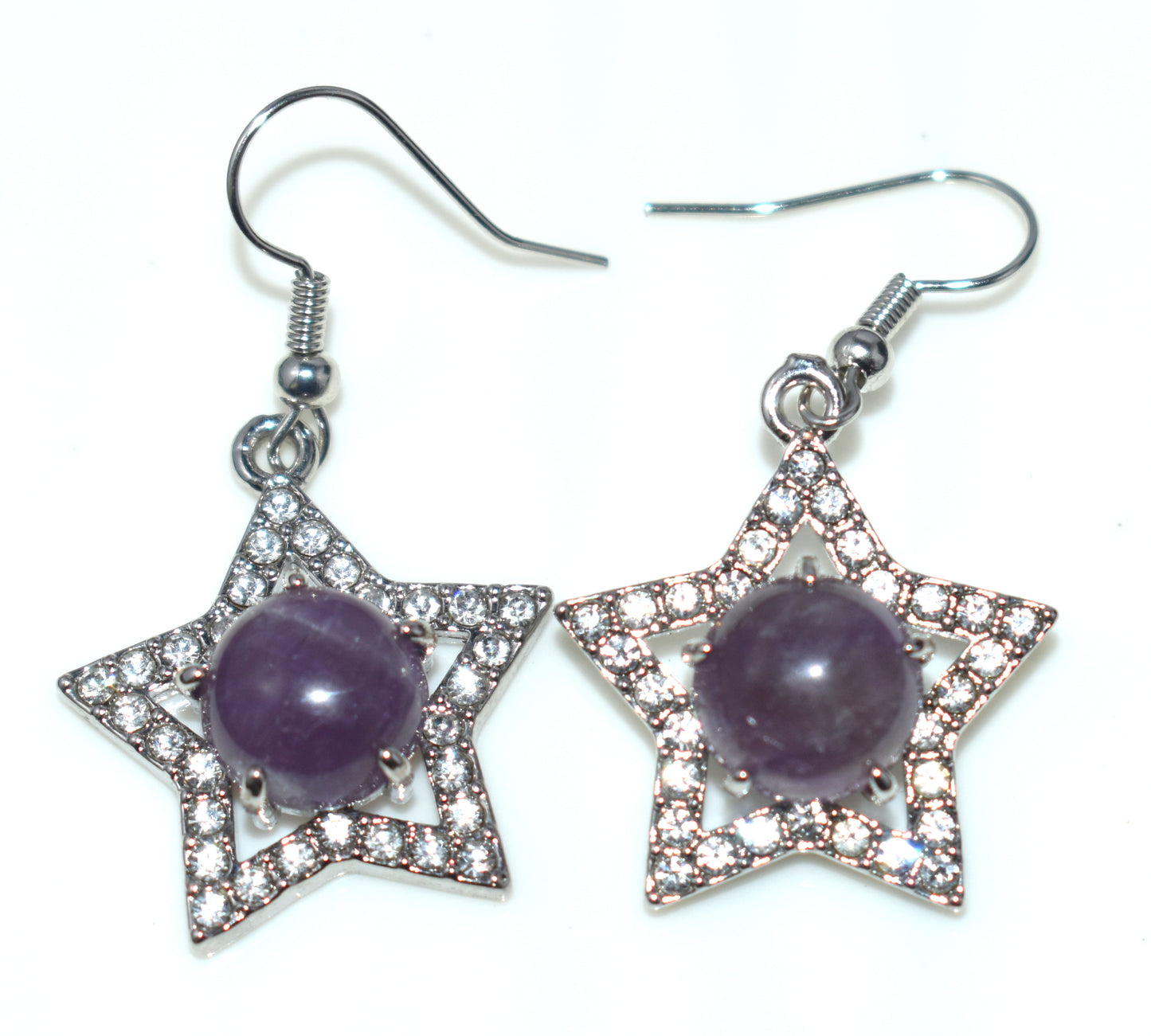 Beautiful Amethyst Ear Hangings, {Earrings} {Weight - 8.00 Gram}