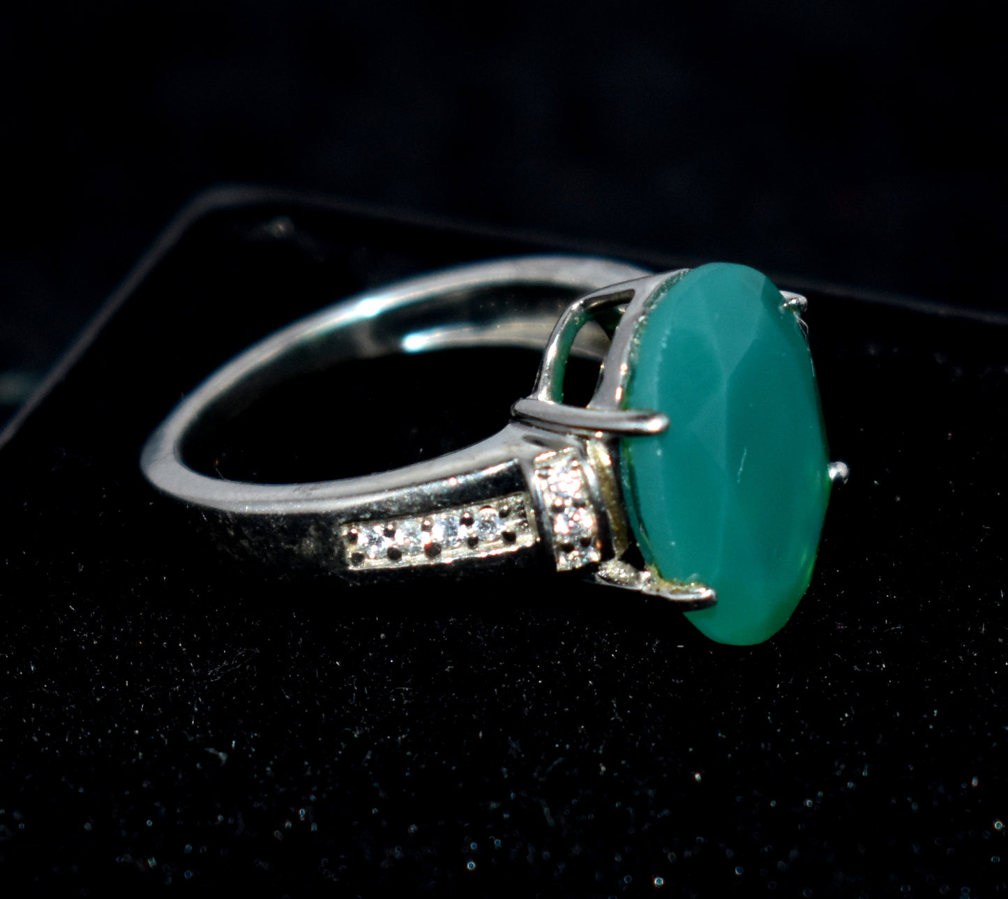 Green Onyx 925 Sterling Silver Ring- Oval Shape Gemstone Ring- Handmade Ring- Christmas Gift- Green Onyx Ring