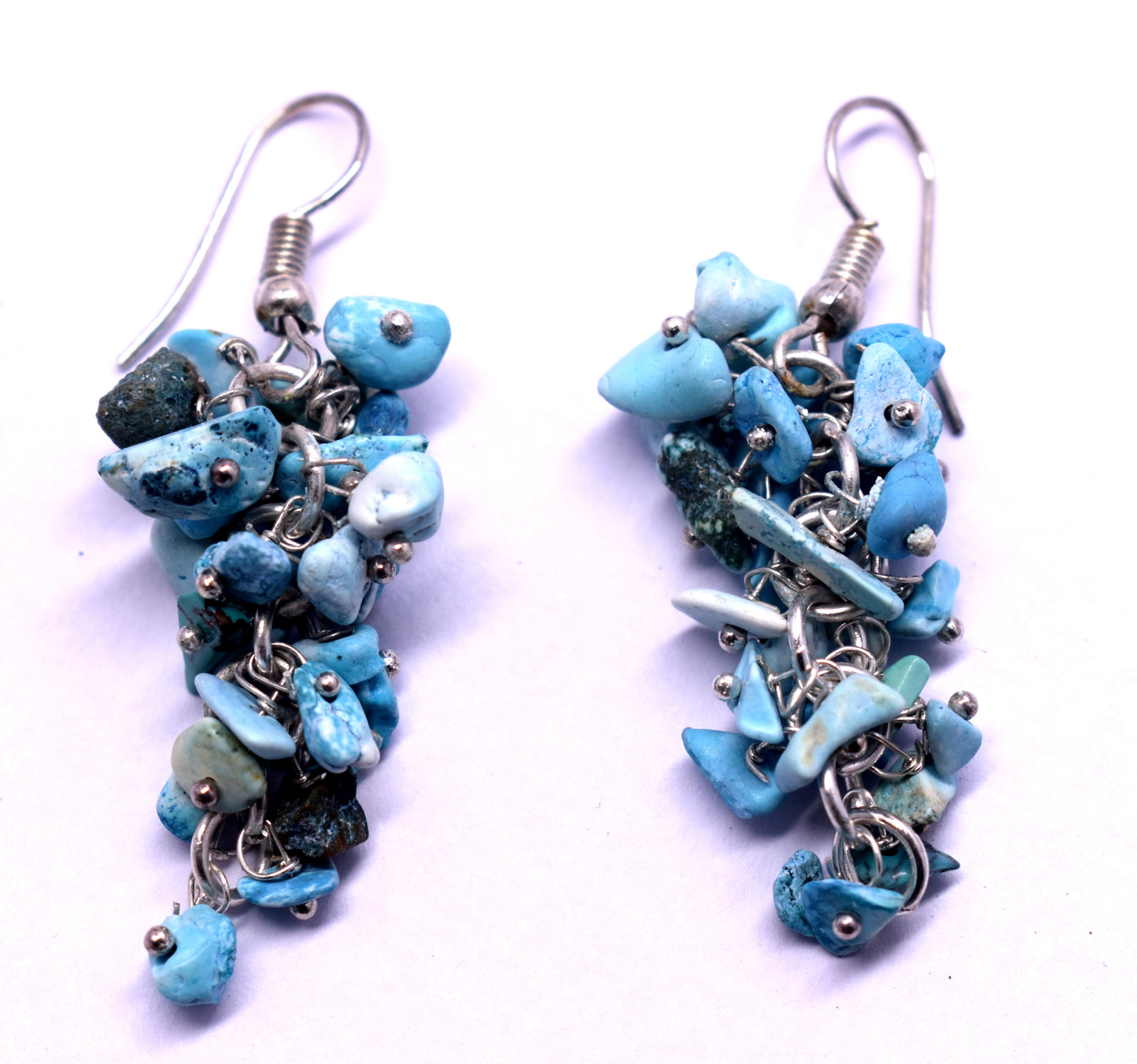 Turquoise Crystal Stone Chips Ear Hanging, {Earrings}