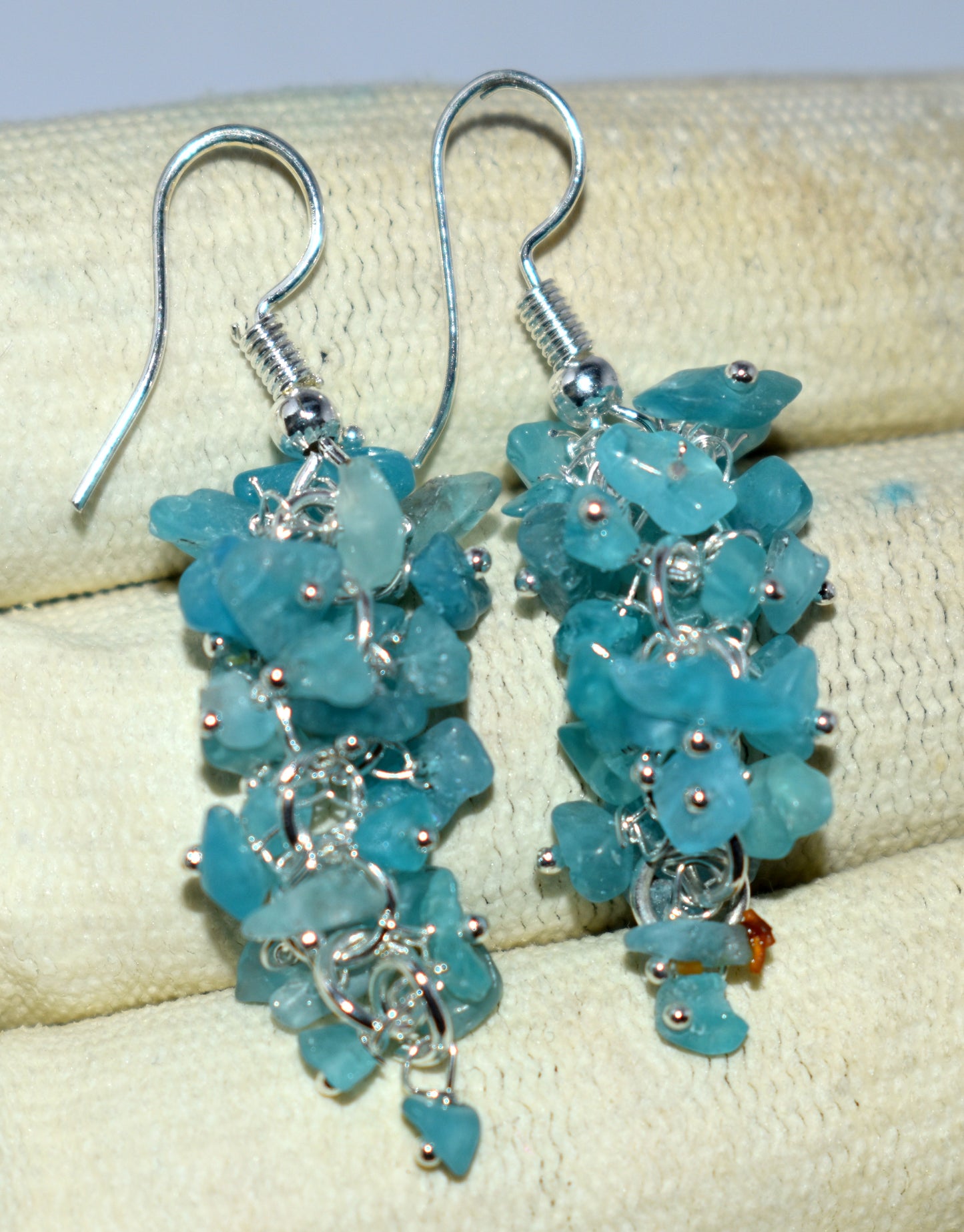 Apatite Crystal Stone Chips Ear Hanging, {Earrings}