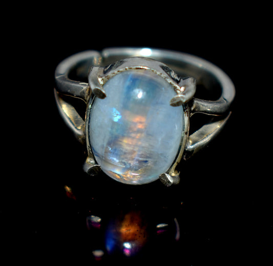 Rainbow Moonstone 925 Sterling Silver Ring