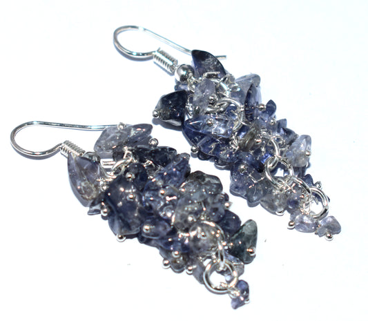 iolite Crystal Stone Chips Ear Hanging, {Earrings}