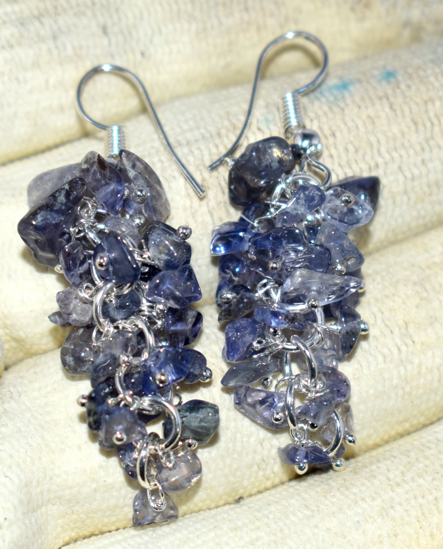 iolite Crystal Stone Chips Ear Hanging, {Earrings}