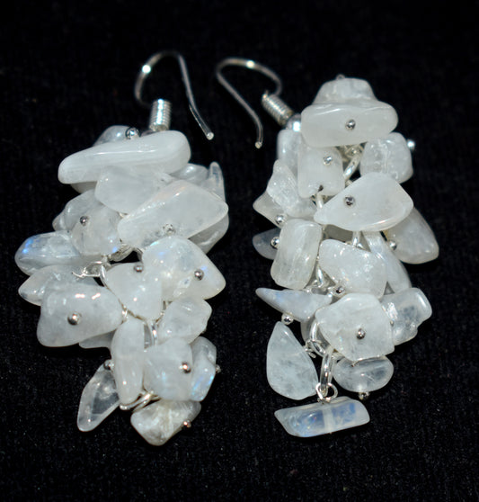 rainbow moonstone Crystal Stone Chips Ear Hanging, {Earrings}