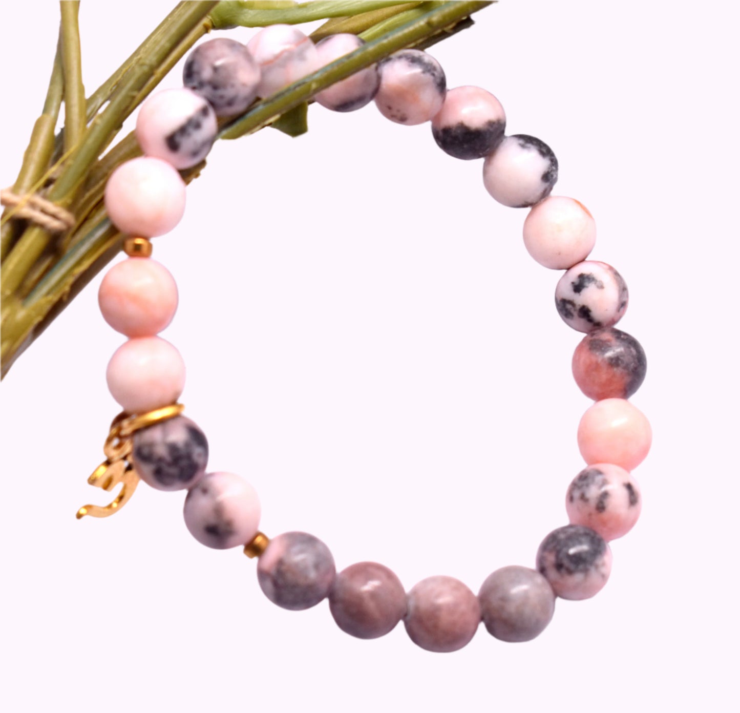 Pink Opal Round Bead Adjustable Bracelet