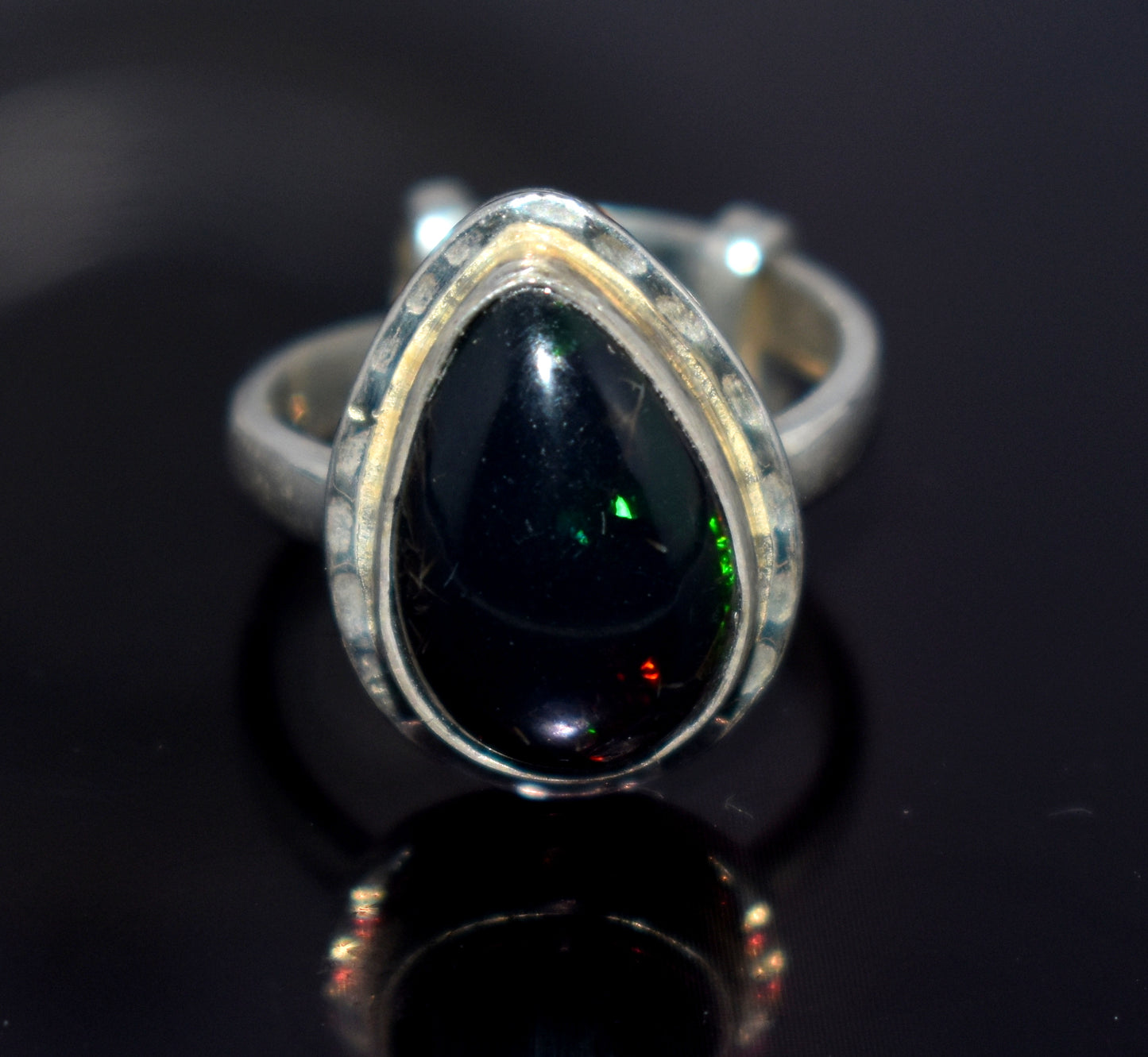 Black Ethiopian Opal 925 Sterling Silver Gemstone Ring ~ Natural Stone ~ Handmade Jewelry ~October Birthstone ~