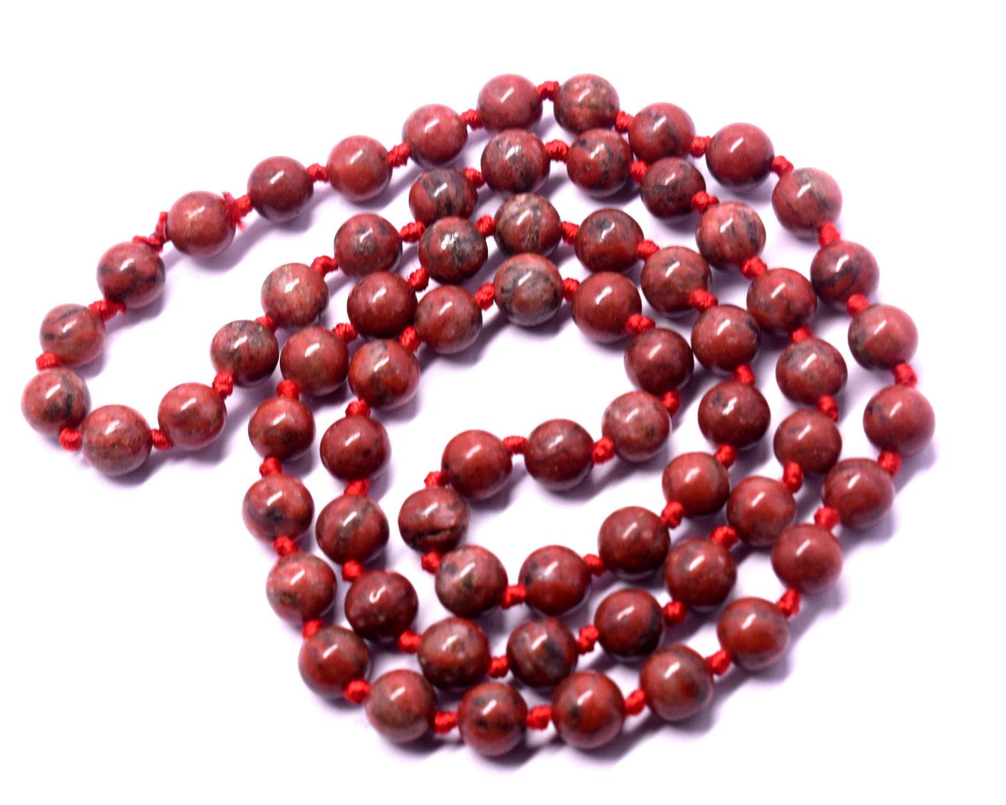 Red Jasper Handmade Mala Beads Necklace -Blessed Karma, Nirvana, Meditation, Beads,