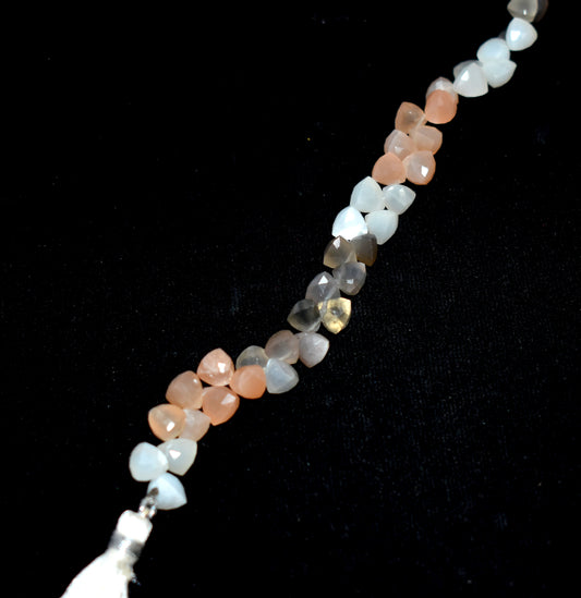 Natural Moonstone Multi Tringle Faceted { Cut } Bead Per Line, 1 Strand 8'' inches Long,