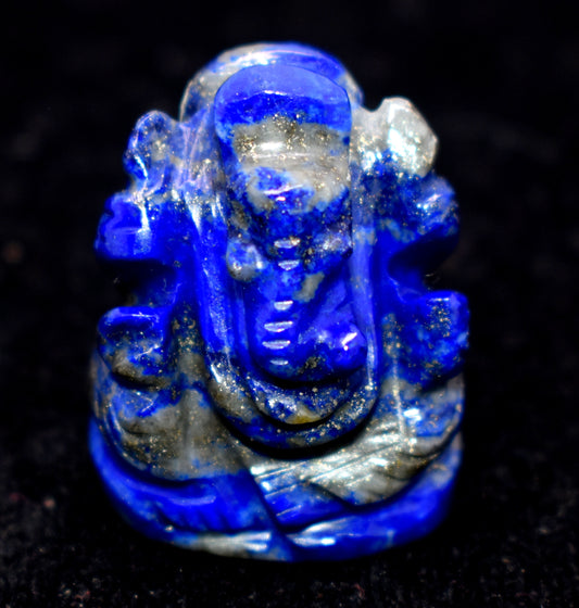 Lapis lazuli Ganesh, Carving Ganesa Statue, Lapis lazuli Carved Blue Stone Crystal Ganesh