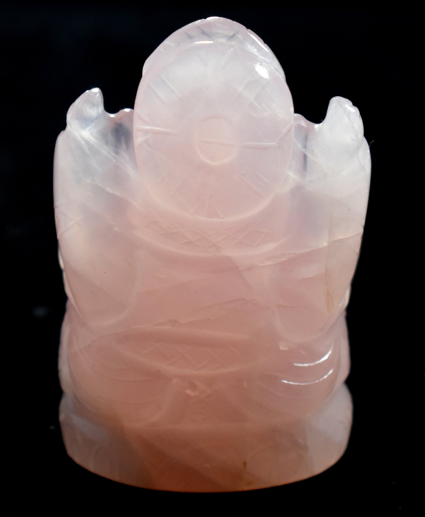 Rose Quartz Ganesh, Hand carved Ganesha skull, Crystal Ganesha, Quartz crystal skull,