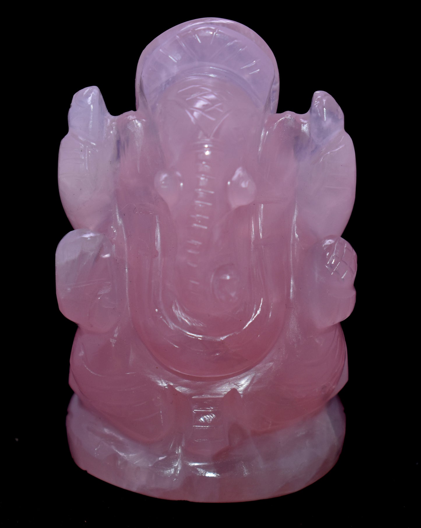 Rose Quartz Ganesh, Hand carved Ganesha skull, Crystal Ganesha, Quartz crystal skull,