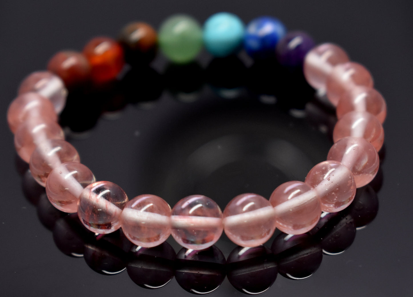 Seven Chakra with Rose Quartz Bracelet) - Abhimantrit