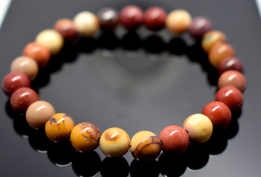 Mookaite Bracelet. Boho Style Red Australian Jasper Stretch Bracelet Handmade