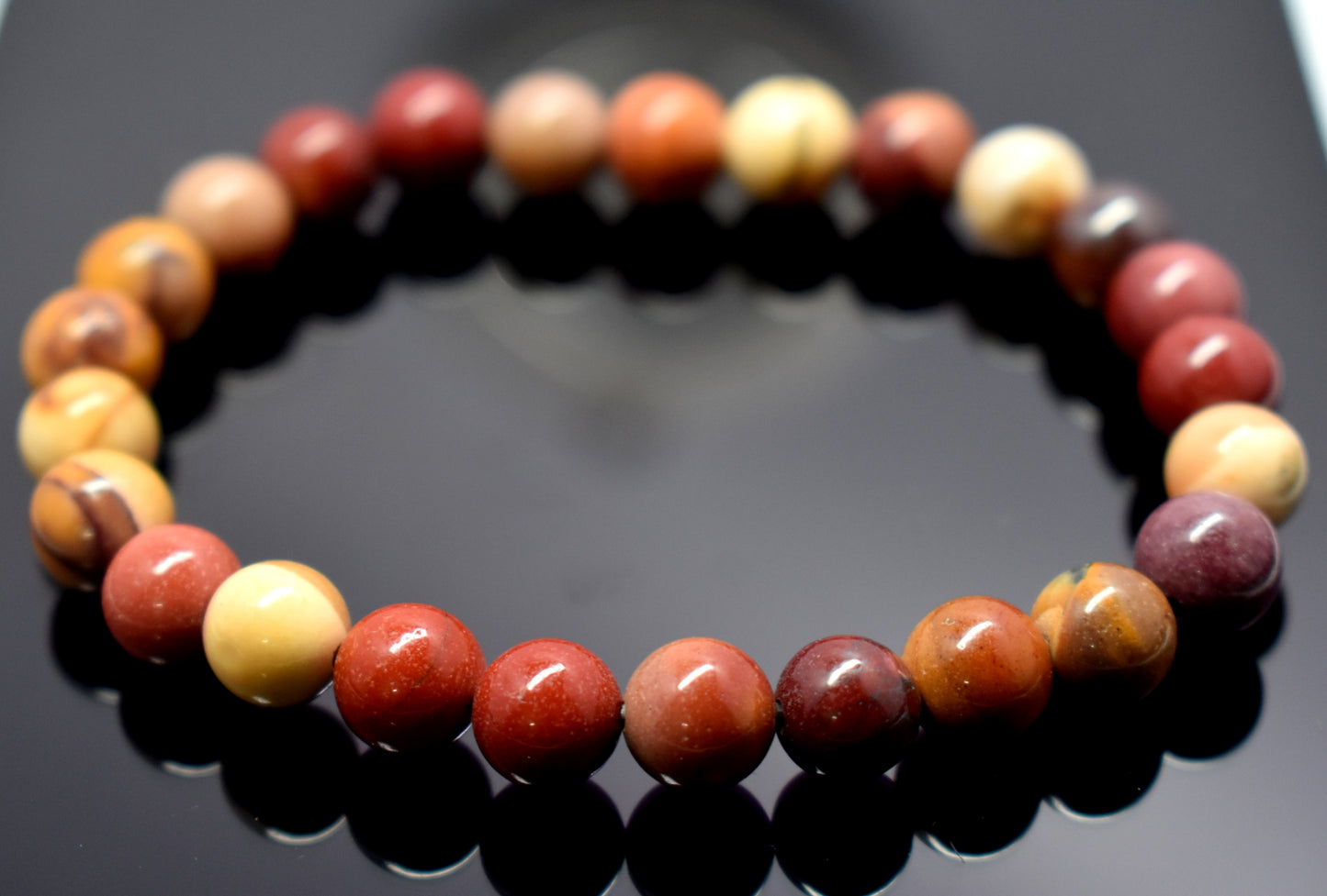 Mookaite Bracelet. Boho Style Red Australian Jasper Stretch Bracelet Handmade