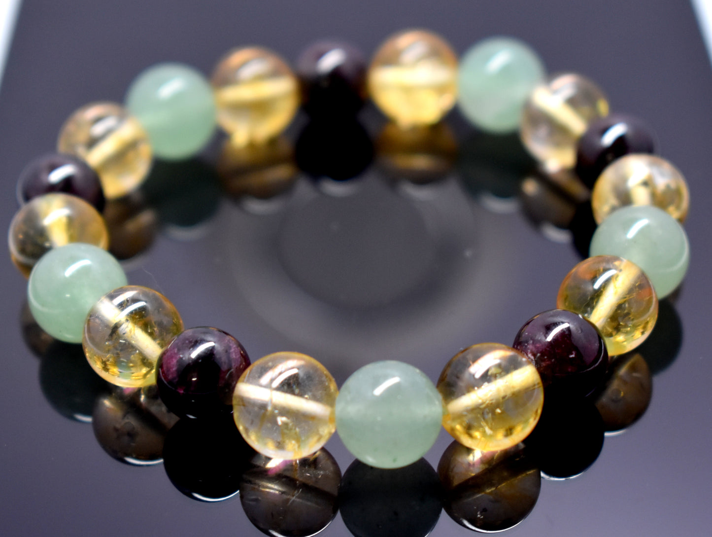 Wealth Feng Sui Bracelet, Citrine ,Garnet, Green Adventurine