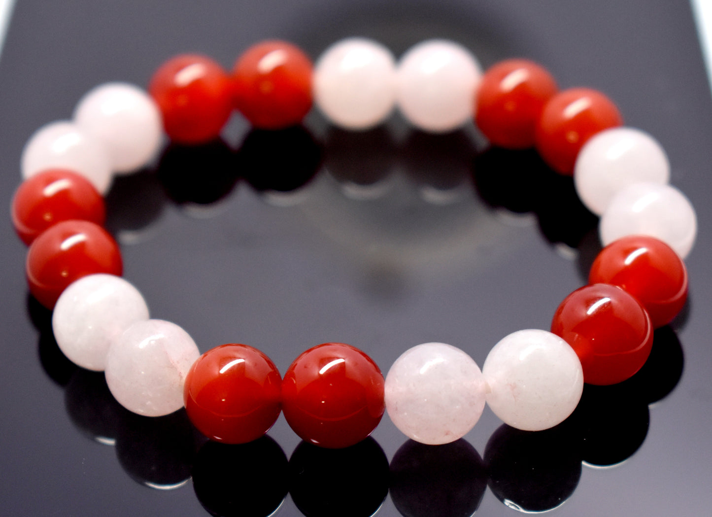 Carnelian and Rose Quartz Bracelet, Certified Mens & Women Crystal Bracelet,