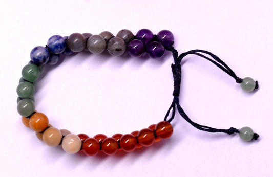 7 Chakra Double Beaded Wire Adjustable Bracelet