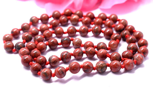 Red Jasper Bead Knotted Mala