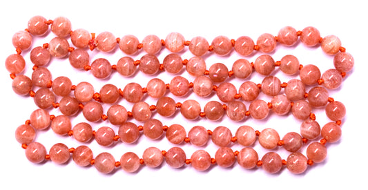 Sunstone Bead Knotted Mala