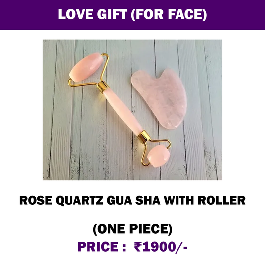 Love Gift (For Face) | Rose Quartz Roller and Gua Sha Set, Jade Roller and Gua Sha Stone,