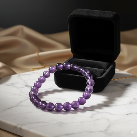 Amethyst Adjustable Bracelet, Natural Crystal for Healing & Energy Balance