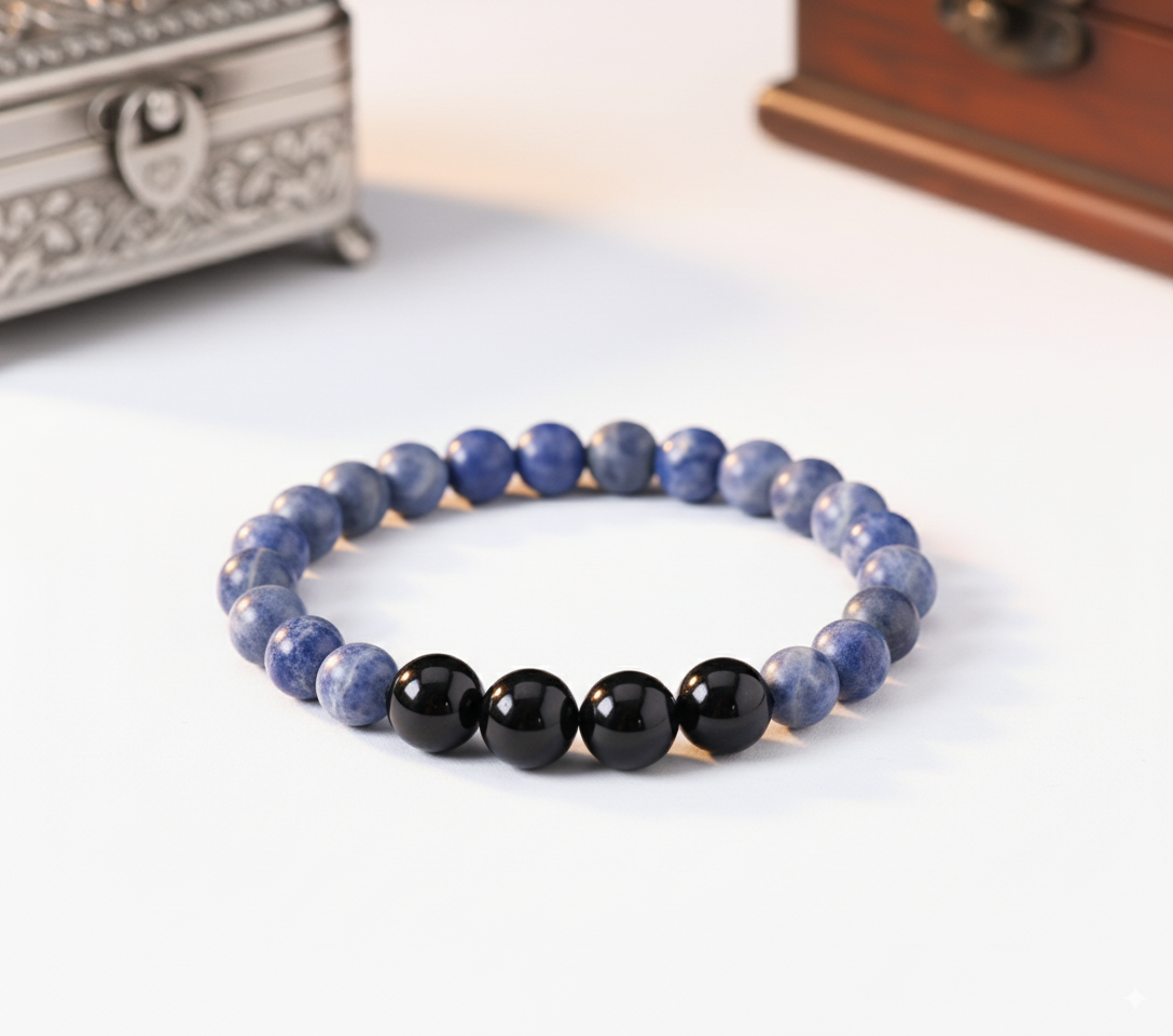 Sodalite With Garnet Bead Bracelet 8 mm Size