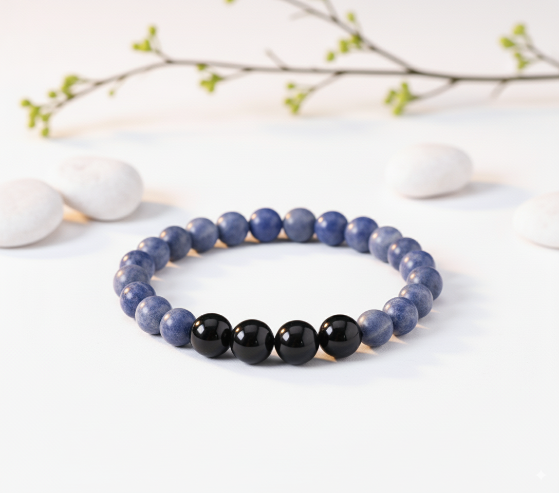 Sodalite With Garnet Bead Bracelet 8 mm Size