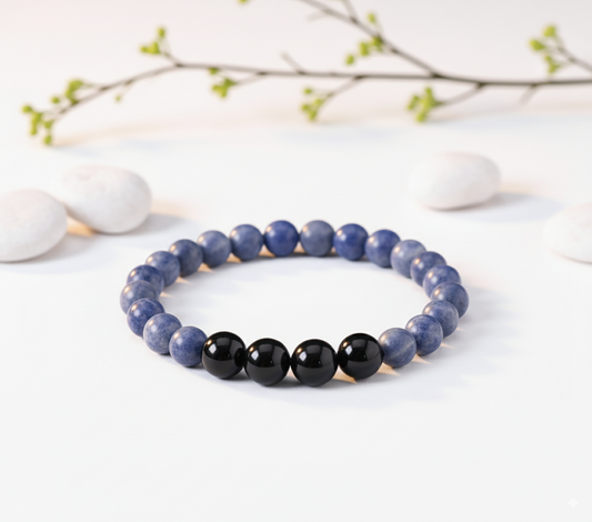 Sodalite With Garnet Bead Bracelet 8 mm Size