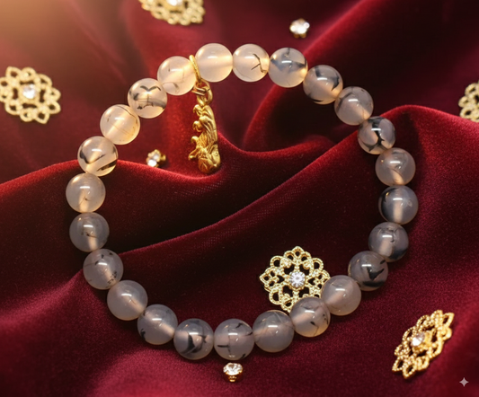 Dragon Vein Agate Adjustable Bracelet 8 MM Size