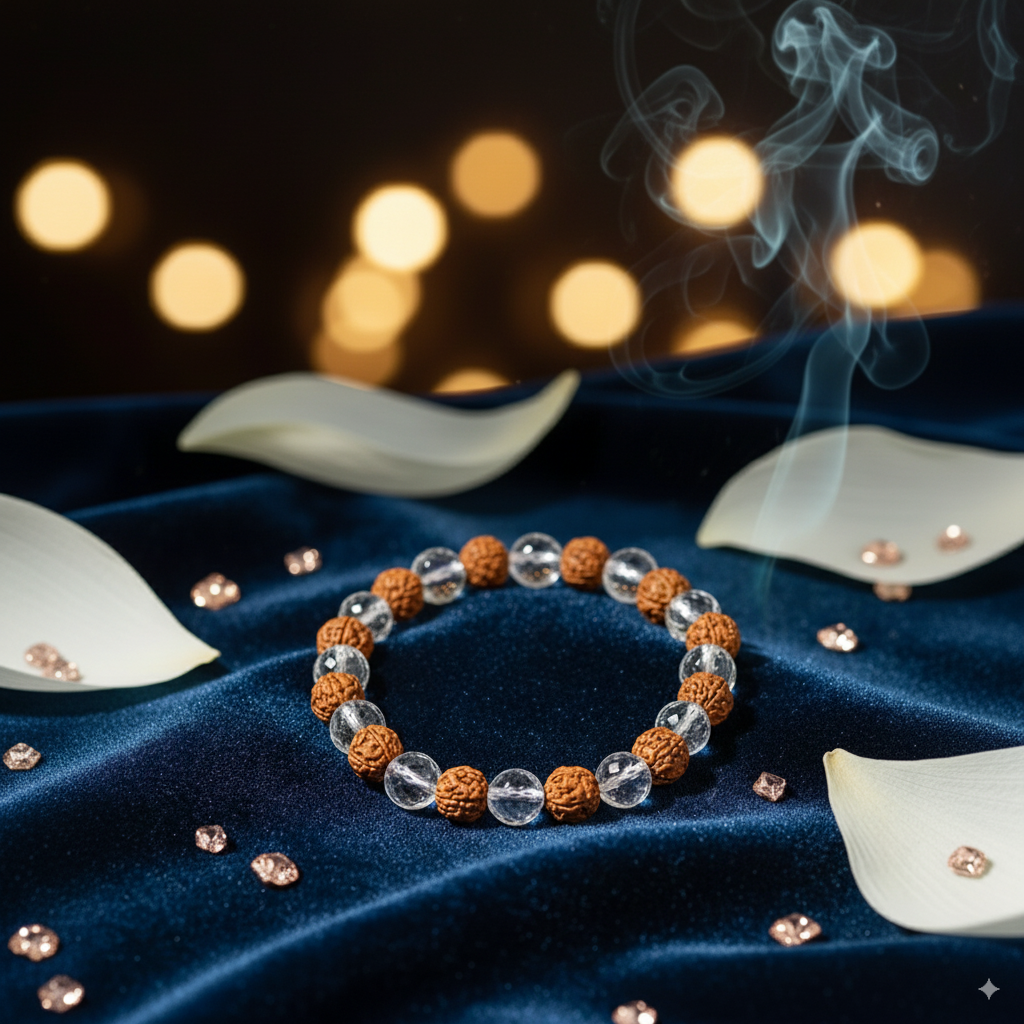 Crystal, Rudraksha Crystal Bracelet 8 MM Size