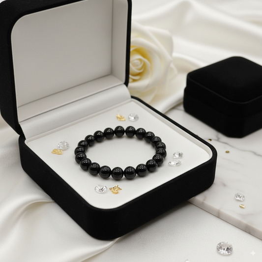 Black Obsidian Bead Adjustable Bracelet 8 mm Size