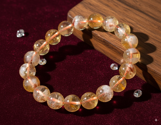 Beautiful Natural Citrine Adjustable Bead Bracelet For Abundance & Positivity - 12mm Bead Adjustable Bracelet