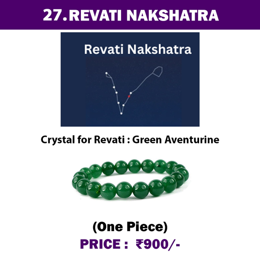 27. Revati Nakshatra Crystal, Green Aventurine Adjustable Bracelet for Healing