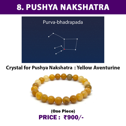 8. Pushya Nakshatra Crystal, Yellow Aventurine Adjustable Bracelet for Healing