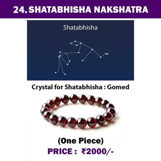 24. Shatabhisha Nakshatra Crystal, Hessonite Adjustable Bracelet for Healing