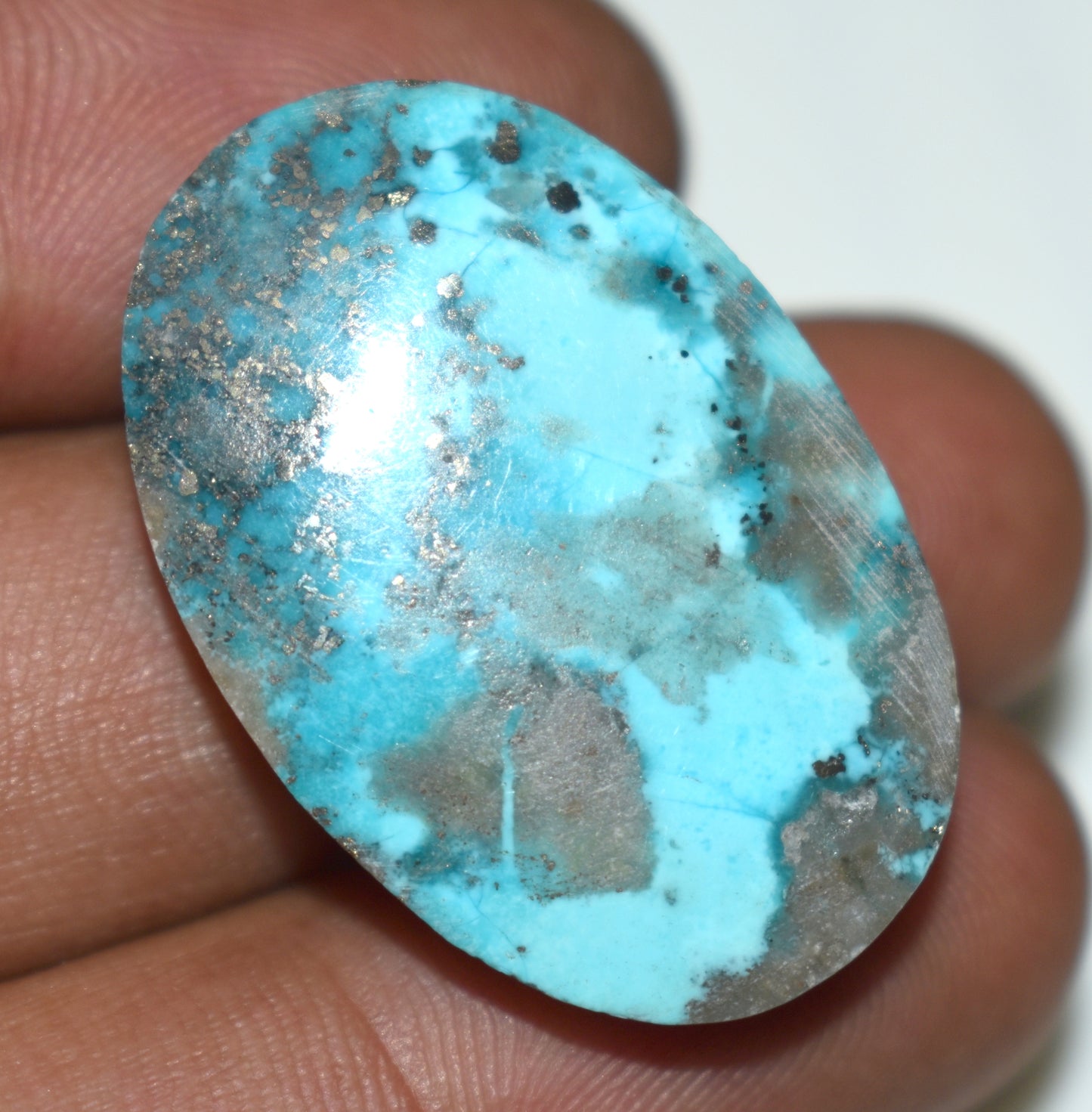 Natural Irani Turquoise {Firoza} Cabochon Gemstone, {Weight- 45.80 Carat}, Size-21x31.5x8.5mm