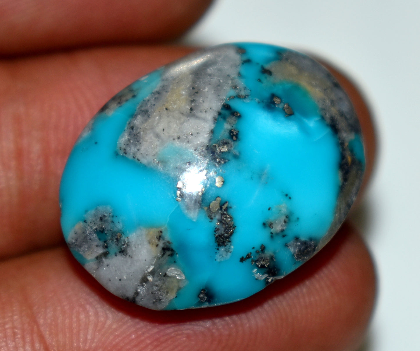 Natural Irani Turquoise {Firoza} Cabochon Gemstone, {Weight- 27.60 Carat}, Size-18x23.5x9.5mm