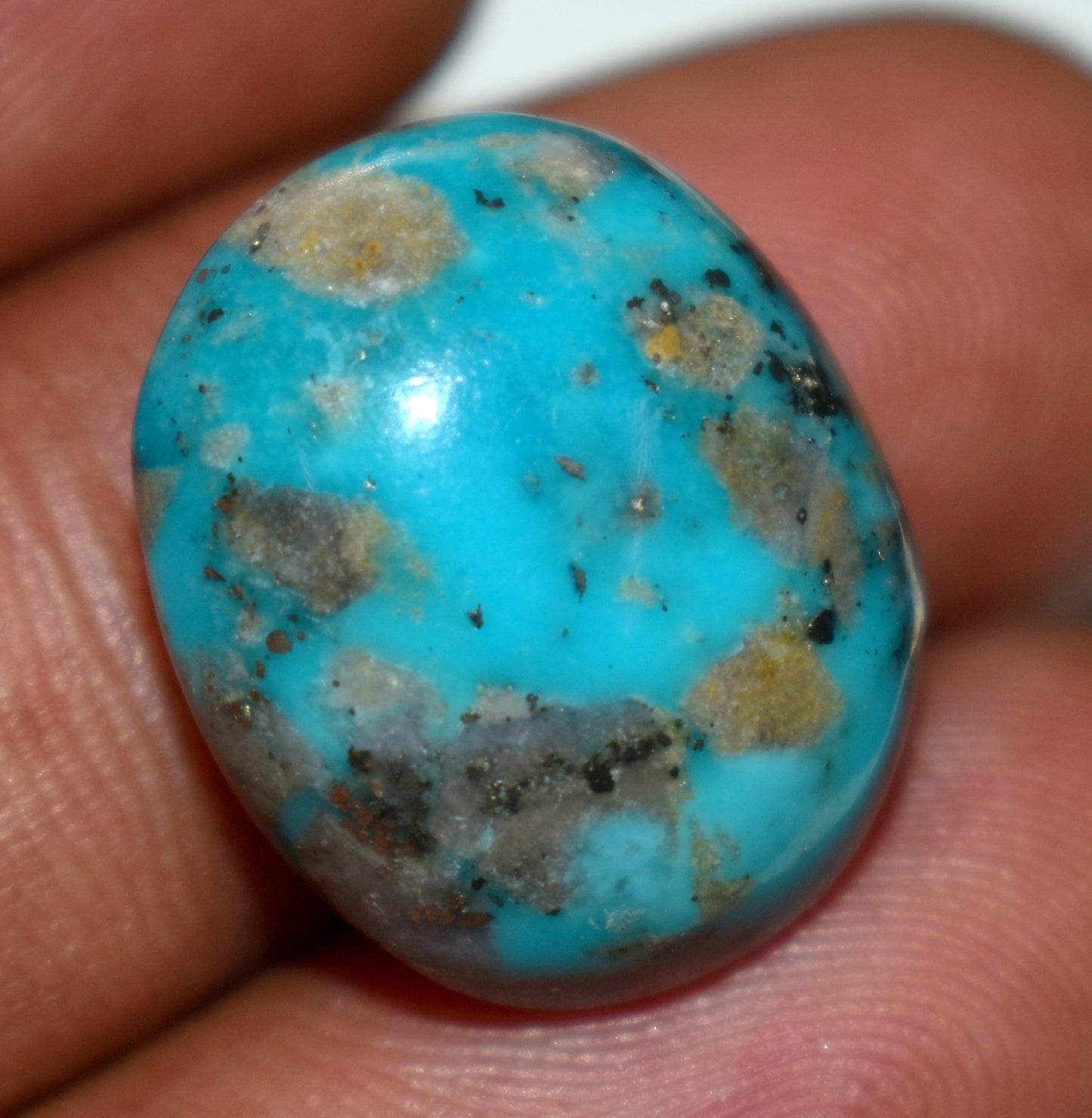 Irani Turquoise {Firoza} Cabochon Gemstone, {Weight- 19.40 Carat}, Size-15x18.5x9mm