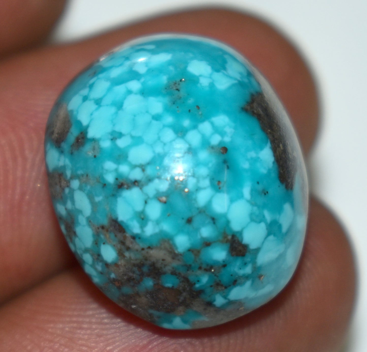 Natural Irani Turquoise {Firoza} Cabochon Gemstone, {Weight- 23.60 Carat}, Size-19.5x16x9mm