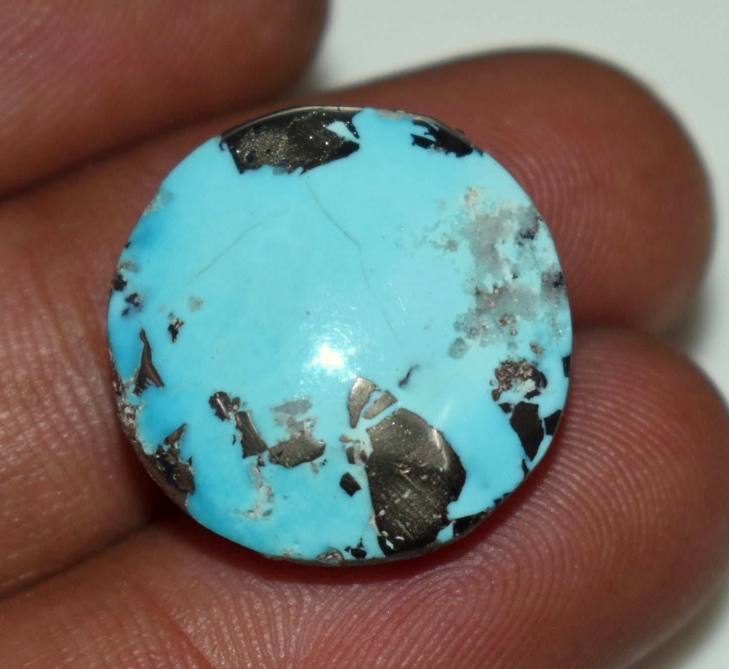 Natural Irani Turquoise {Firoza} Cabochon Gemstone, {Weight- 26.30 Carat}, Size-19x19x9mm