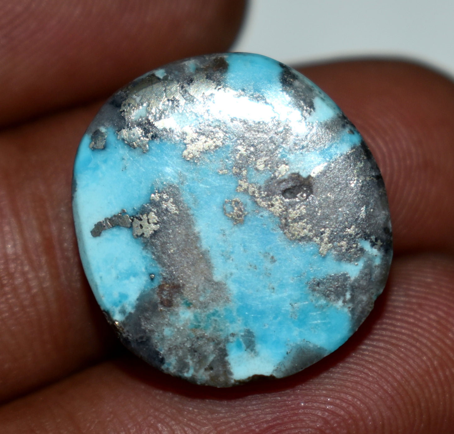 Natural Irani Turquoise {Firoza} Cabochon Gemstone, {Weight- 15.00 Carat}, Size-17x18x5.5mm