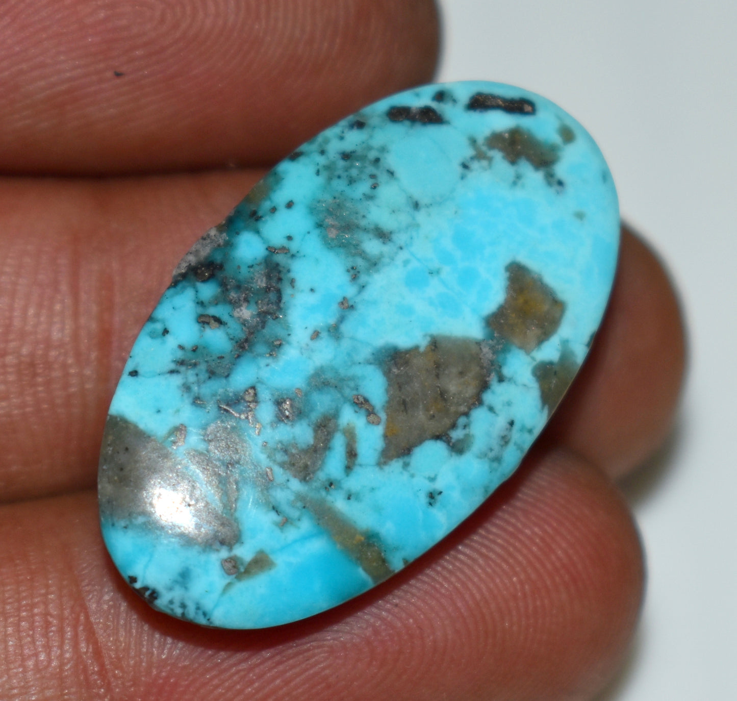 Beautiful Irani Turquoise {Firoza} Cabochon Gemstone, {Weight- 26.40 Carat}, Size-17x29.5x7.5mm