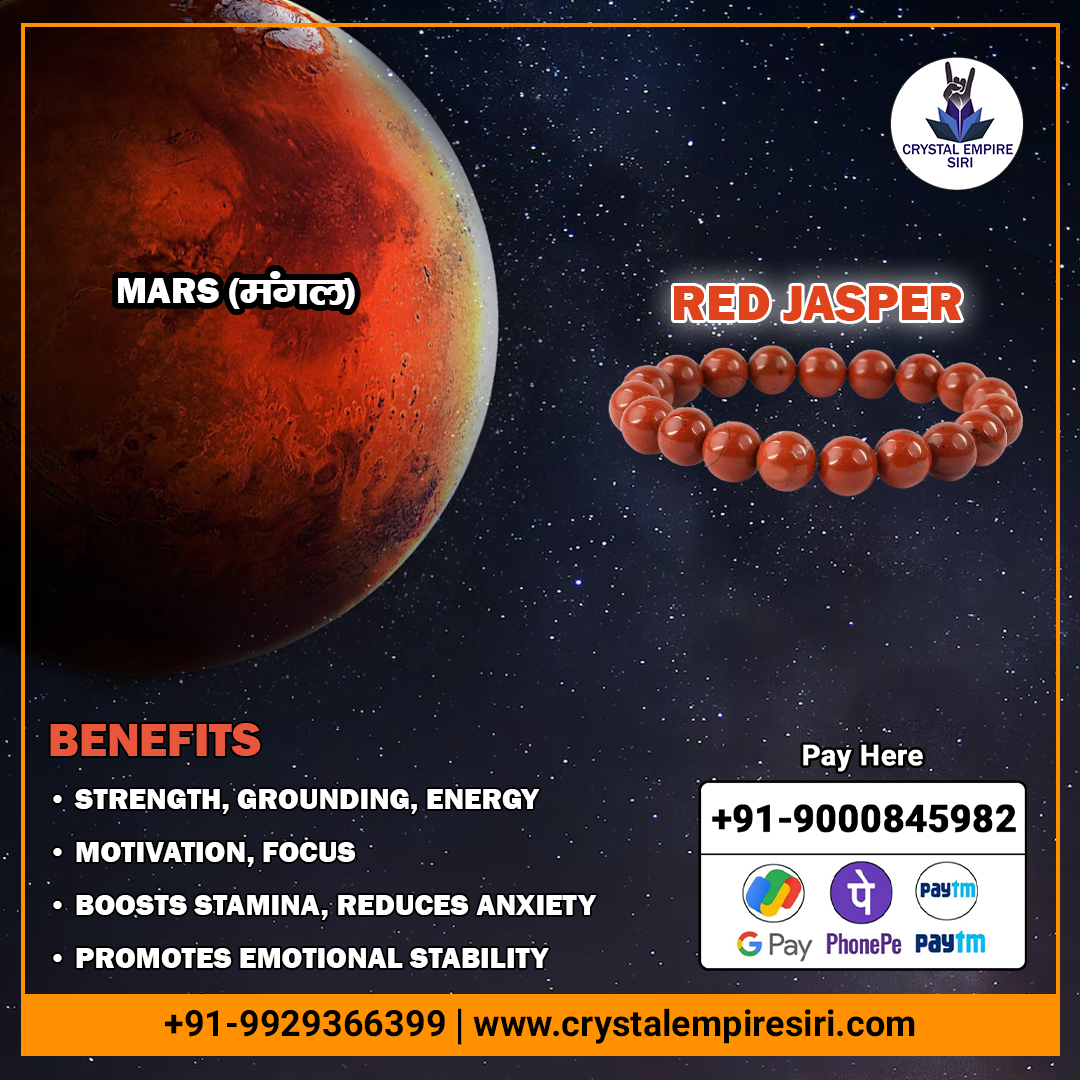 Mangal Graha Remedy Crystal, Red Jasper Bracelet for Mars Planet Remedies
