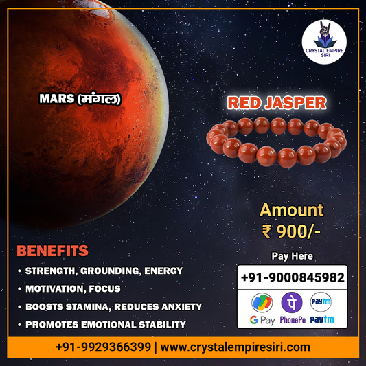 Mangal Graha Remedy Crystal Red Jasper Bracelet – Balance Mars Energy, Boost Courage, and Enhance Emotional Stability #RedJasperBracelet #MarsRemedies #MangalGraha #AstrologyJewelry #HealingCrystals