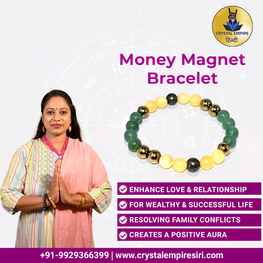 Money Magnet Adjustable Bracelet - Pyrite, Yellow Calcite, Green Aventurine, Hematite