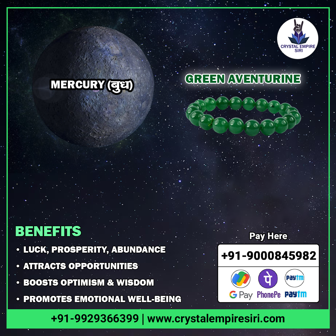 Budha Graha Remedy Crystal, Green Aventurine Bracelet for Mercury Planet Remedies