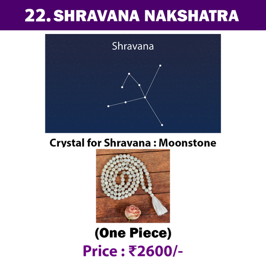 22. Shravana Nakshatra Crystal, Moonstone Mala for Healing & Spiritual Energy