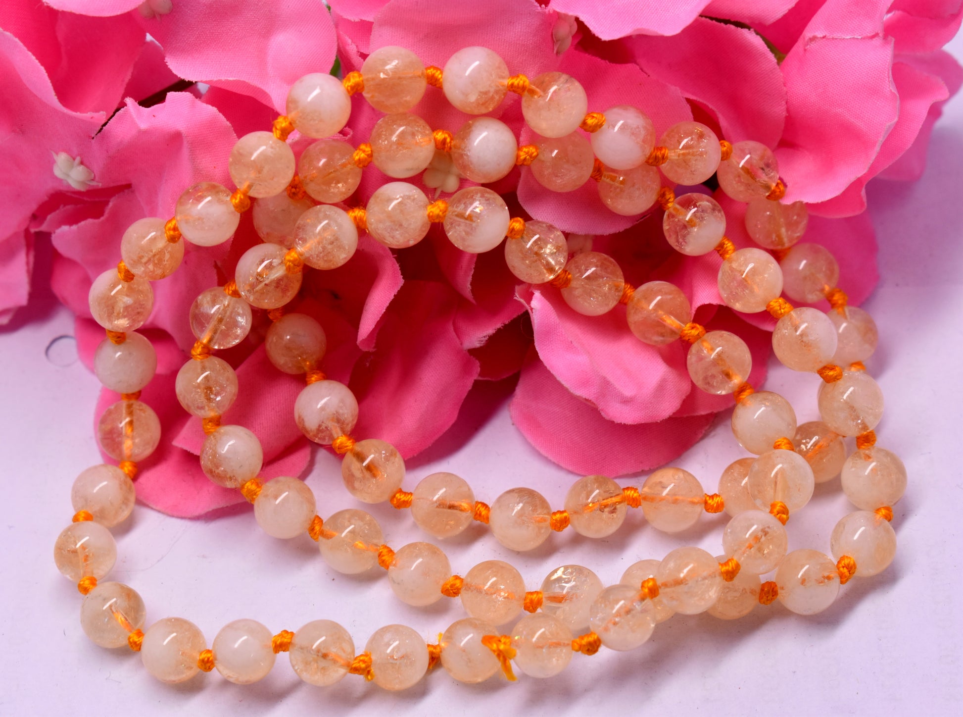 Natural Citrine Bead Knotted Mala – Enhances Abundance, Happiness, and Positive Energy #Citrine #Abundance #Happiness #CrystalHealing #Mala