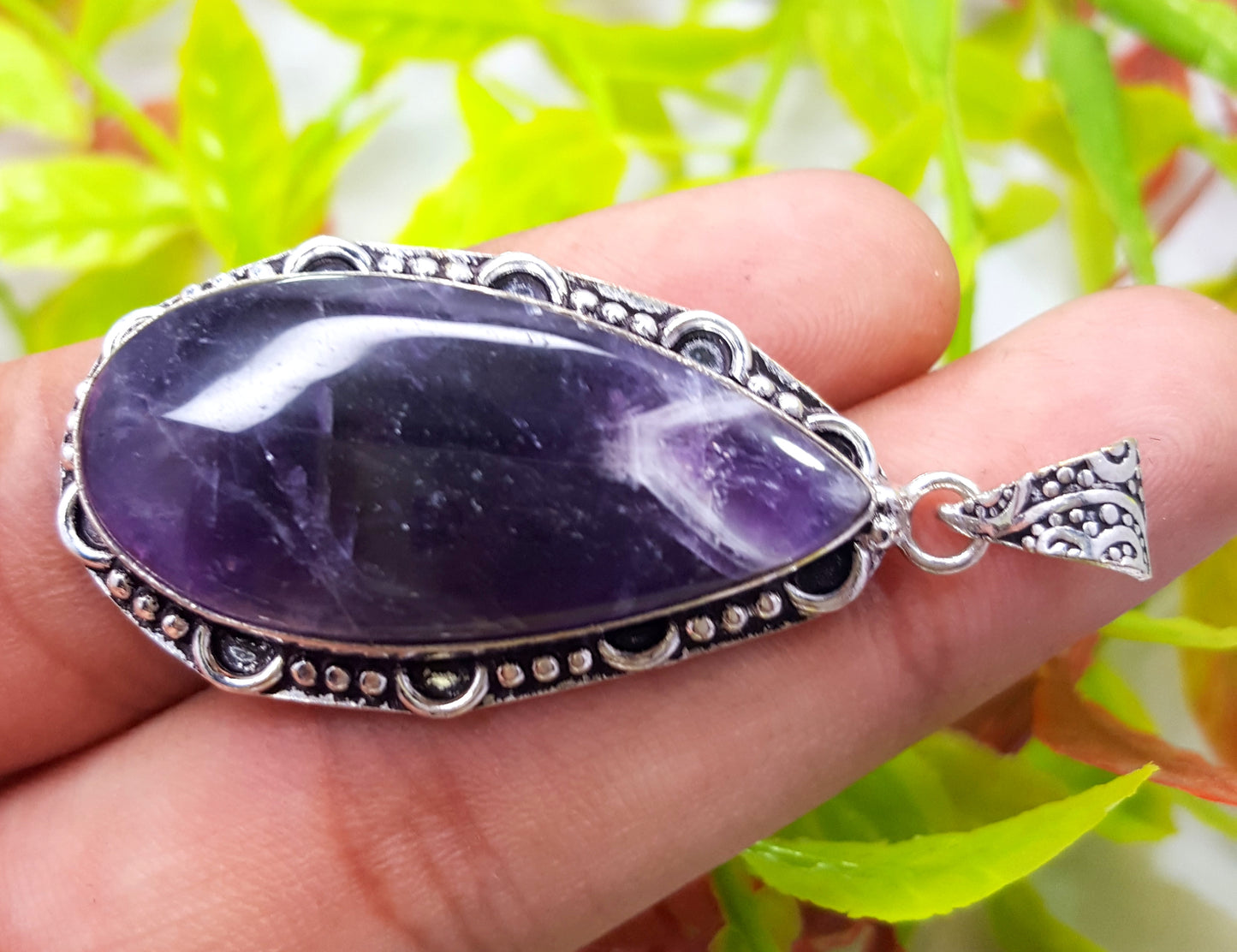 Natural Amethyst Lace Gemstone Pendant, Handmade Pendant, 92.5 Sterling Silver